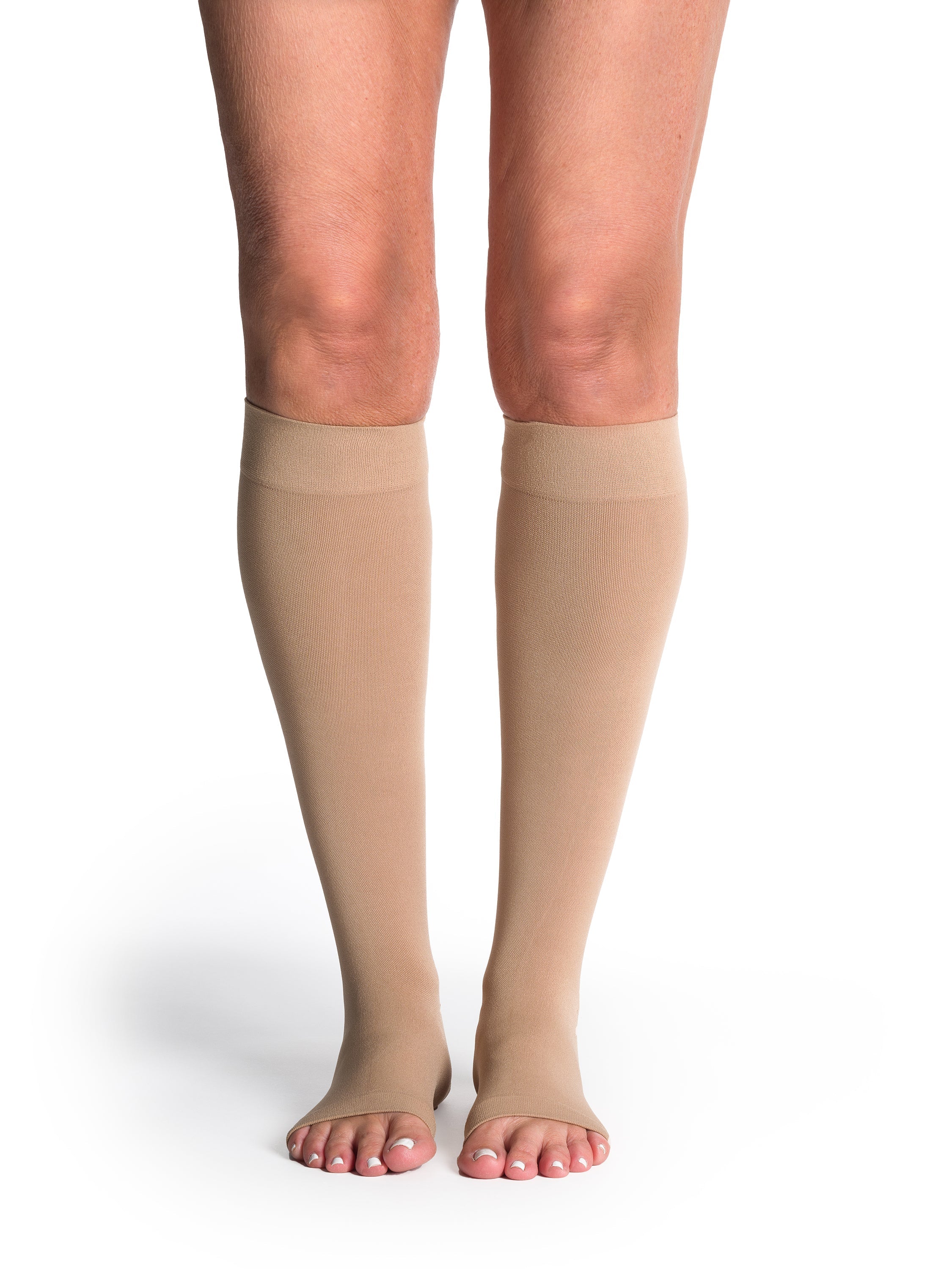 Sigvaris Soft Opaque Women's 20-30 mmHg OPEN TOE Knee High, Chai