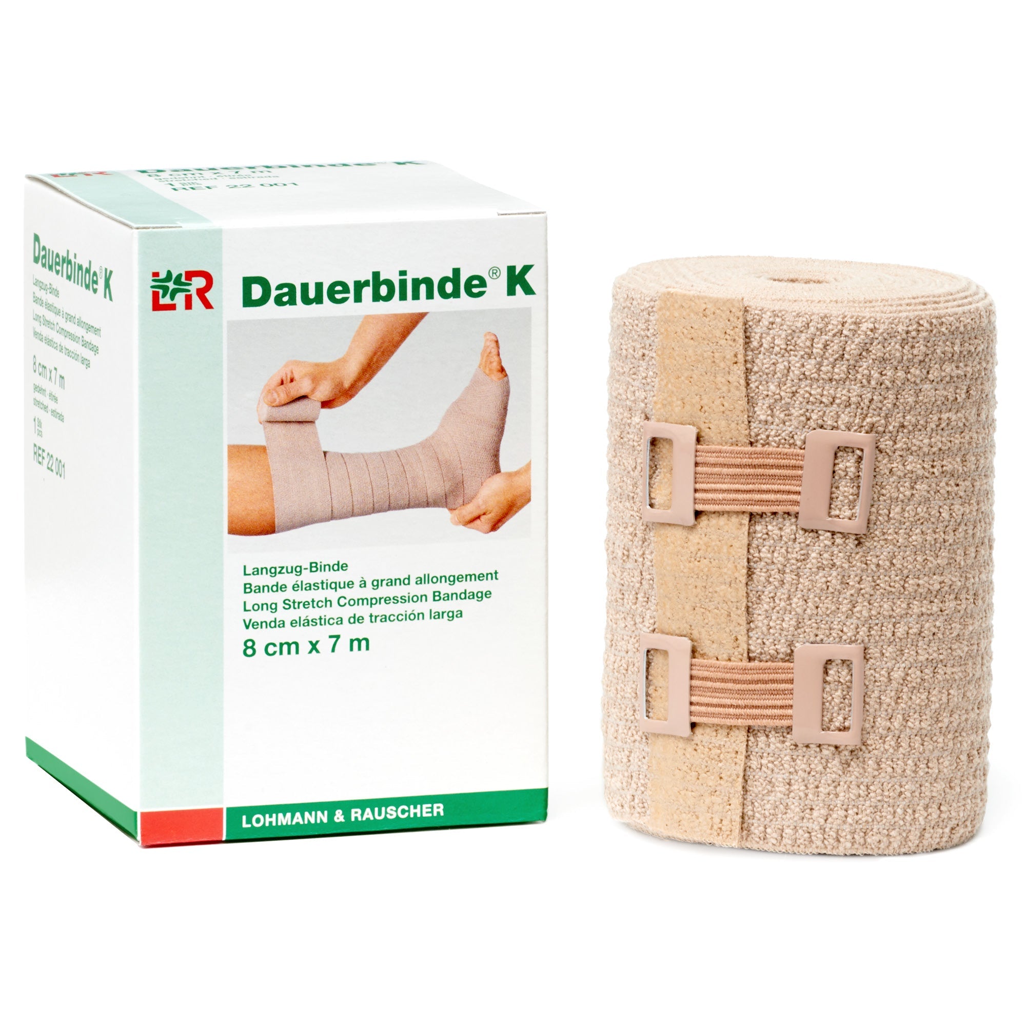 L&R Dauerbinde® K Long Stretch Bandage, 8 cm x 7 m