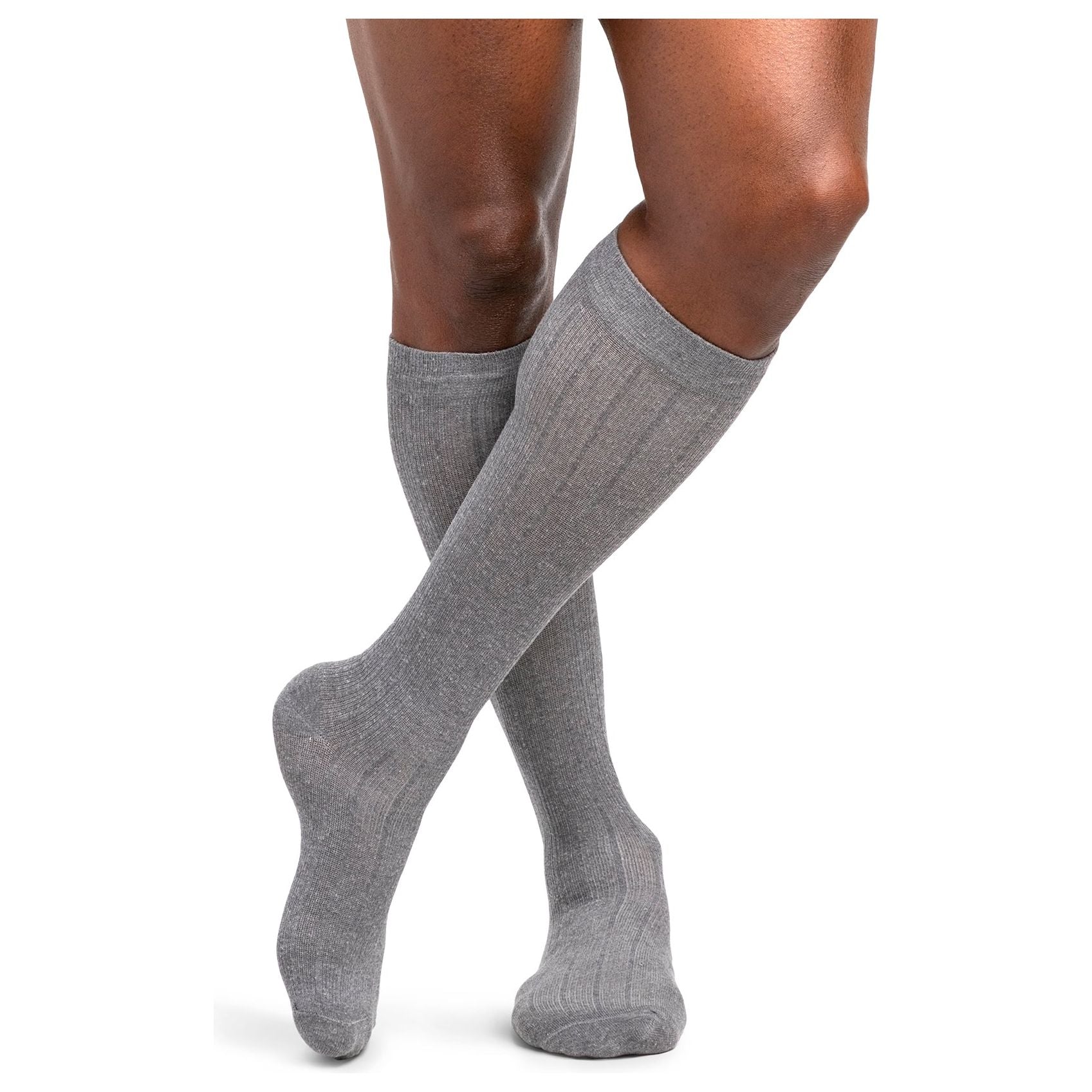 Sigvaris Linen Men's Knee High 20-30 mmHg, Light Grey