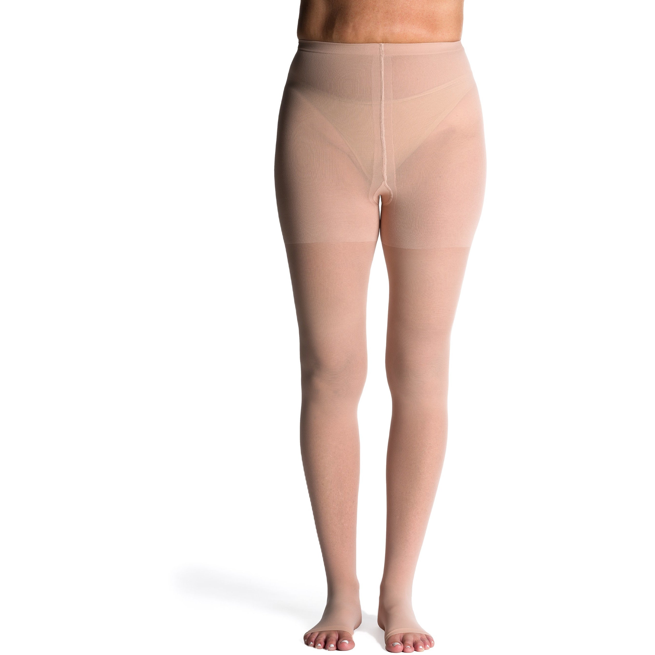 Sigvaris Sheer Women's 20-30 mmHg OPEN TOE Pantyhose, Warm Sand