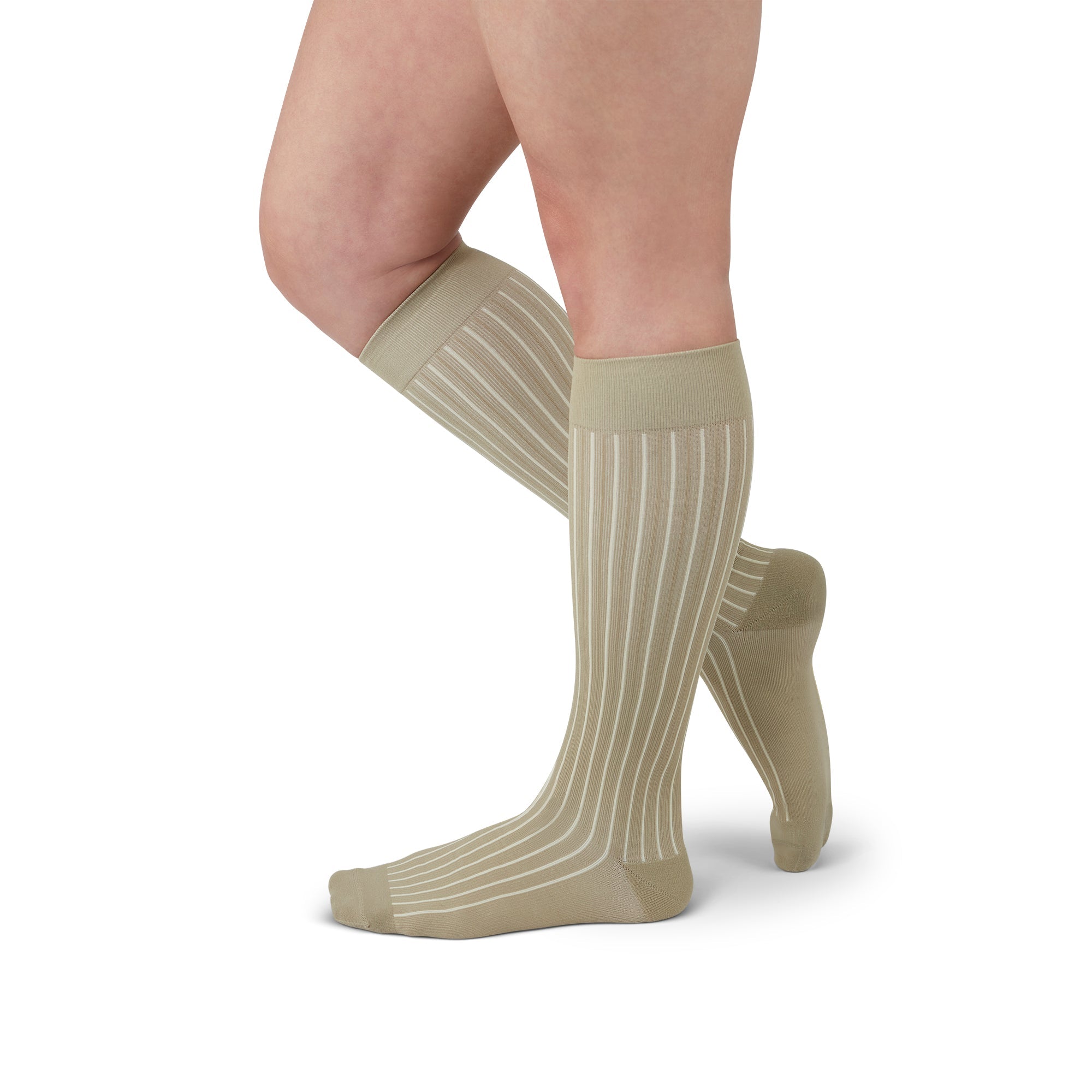 Duomed Soft Stripe Knee High in Tan