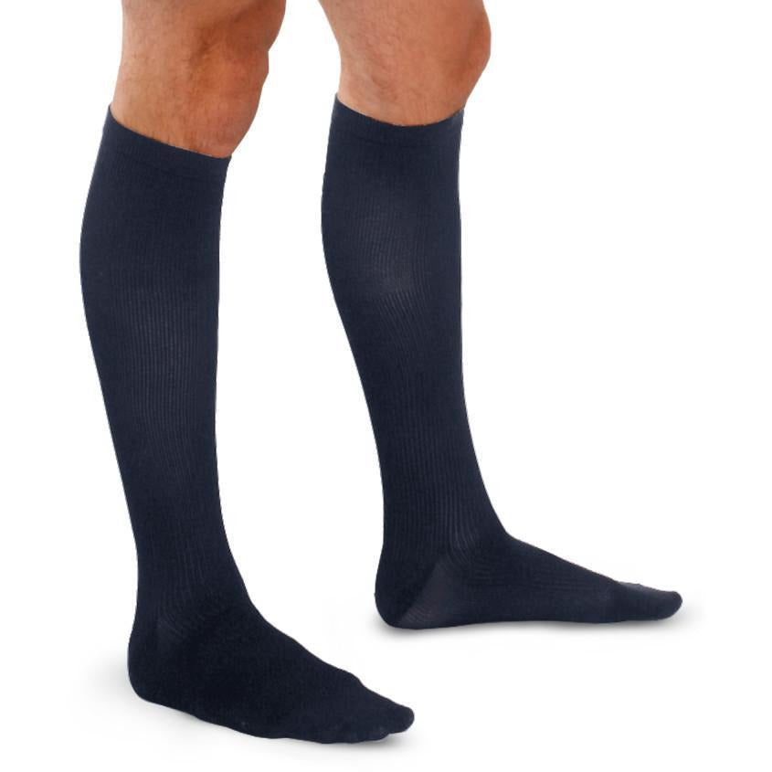 Therafirm Men's 15-20 mmHg Ribbed Knee High, Navy