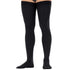 Black thigh high compression worn by a person on a white background