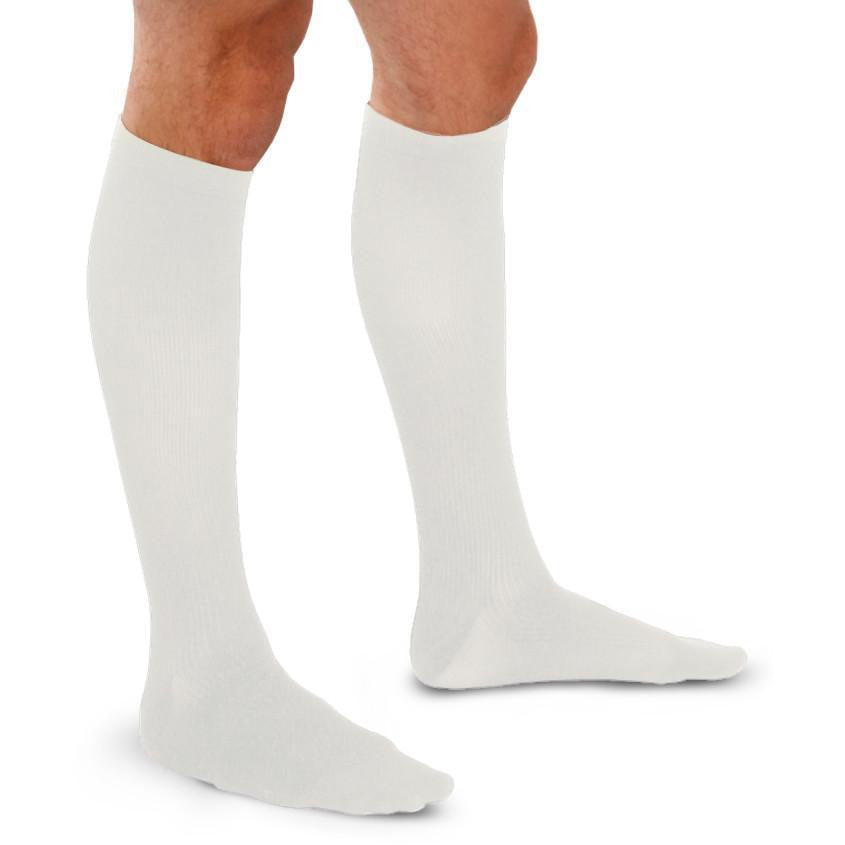 Therafirm Men's 15-20 mmHg Ribbed Knee High, White