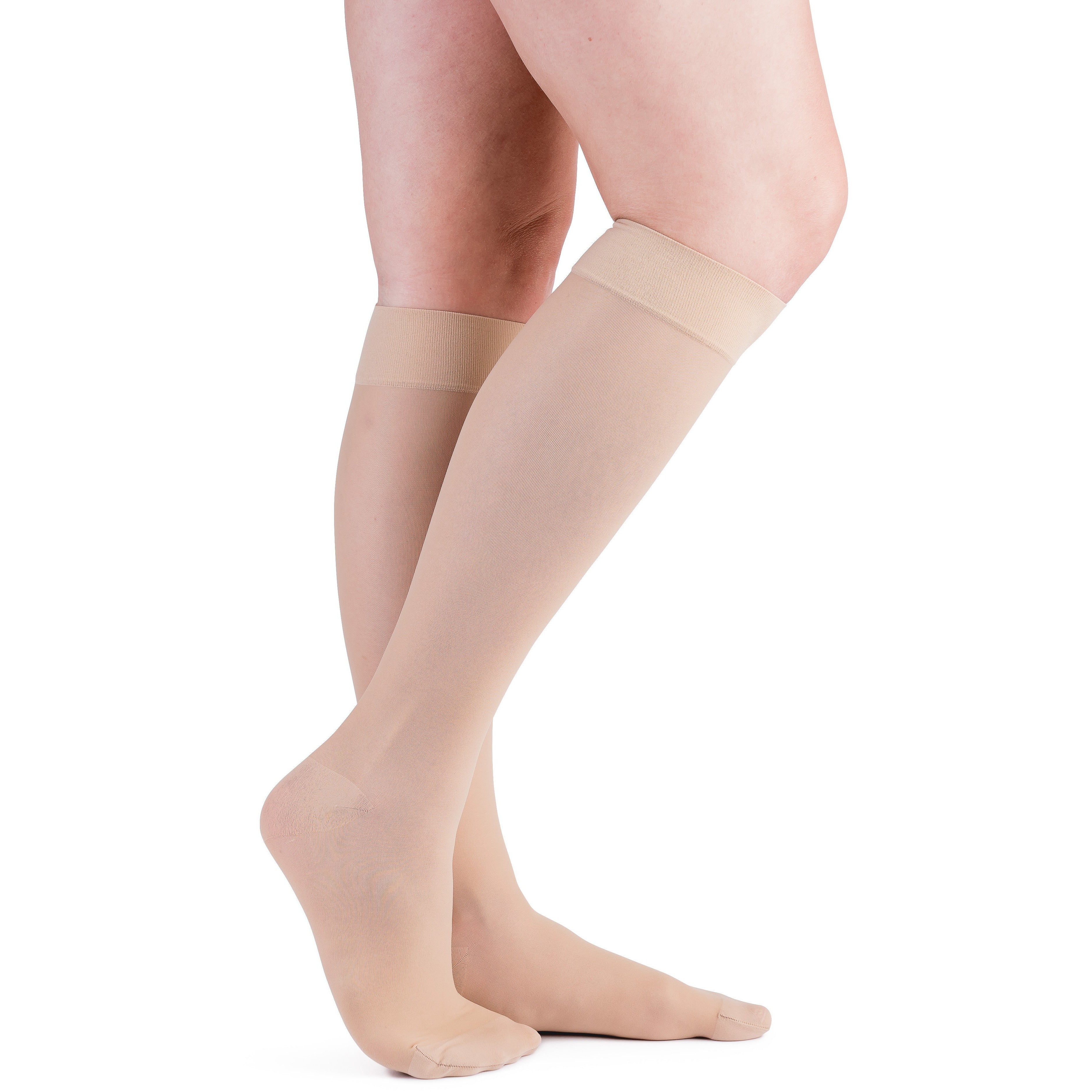 VenActive Women's Premium Sheer 15-20 mmHg Knee Highs, Natural, Main