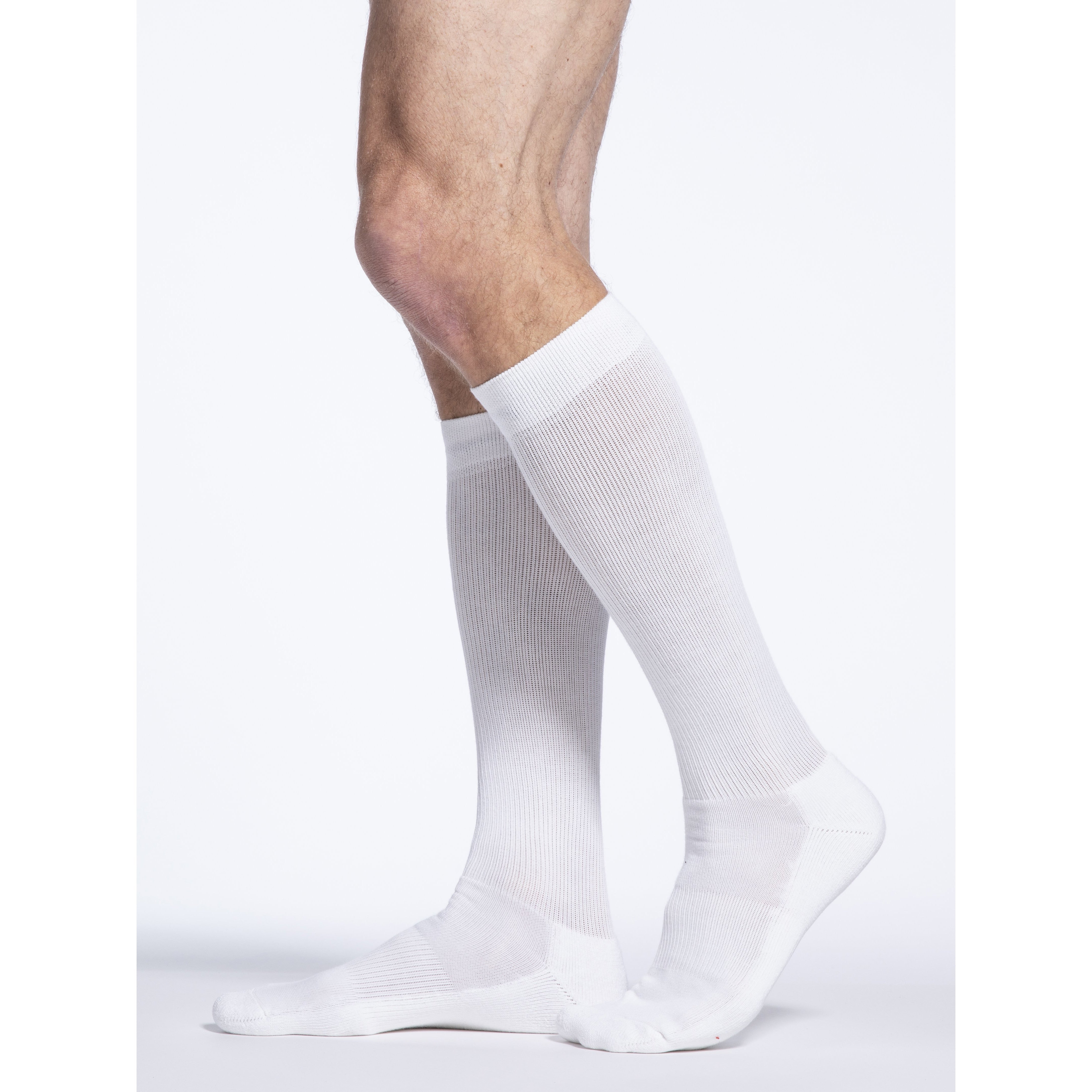 Sigvaris Cushioned Cotton Men's 20-30 mmHg Knee High, White