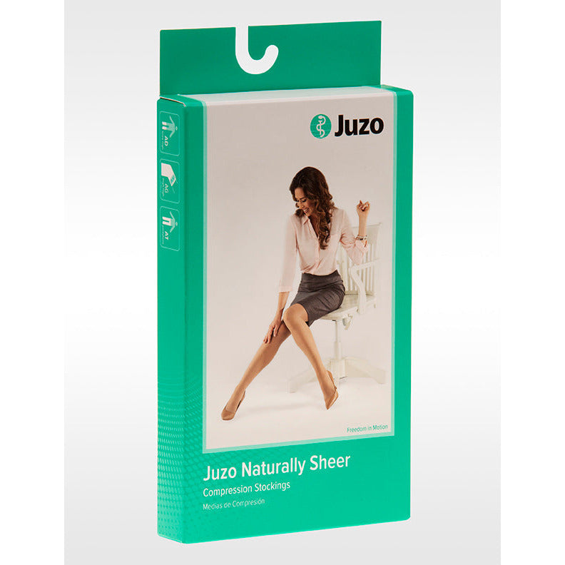 Juzo Naturally Sheer Knee High 20-30 mmHg, Open Toe, Box