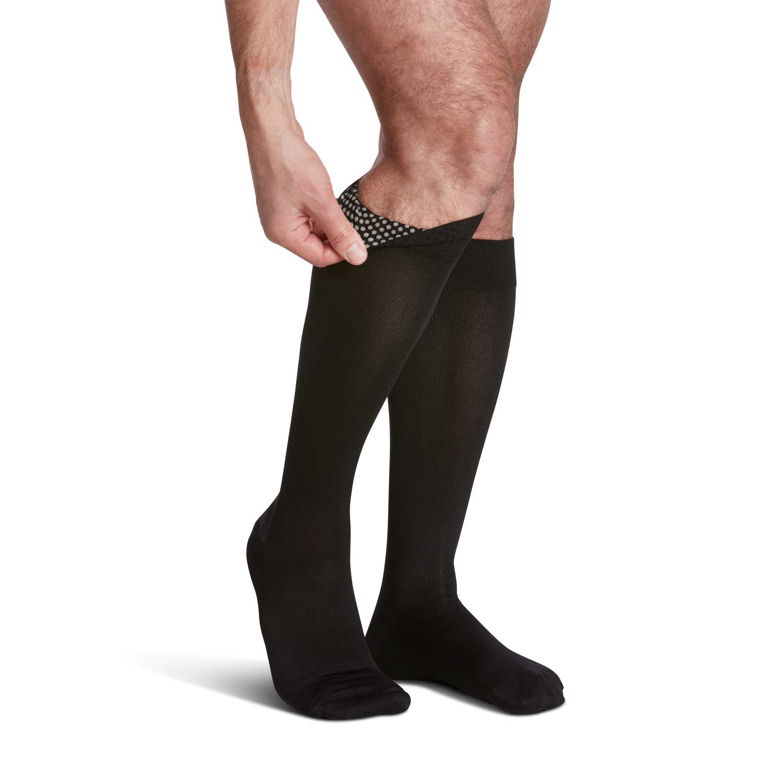 Sigvaris Microfiber Men's 20-30 mmHg Knee High w/ Silicone Beaded Grip-Top