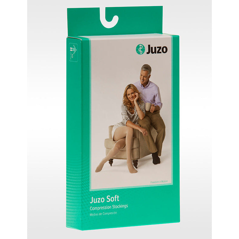 Juzo Soft Thigh High 20-30 mmHg w/ Silicone Band, Open Toe, Box