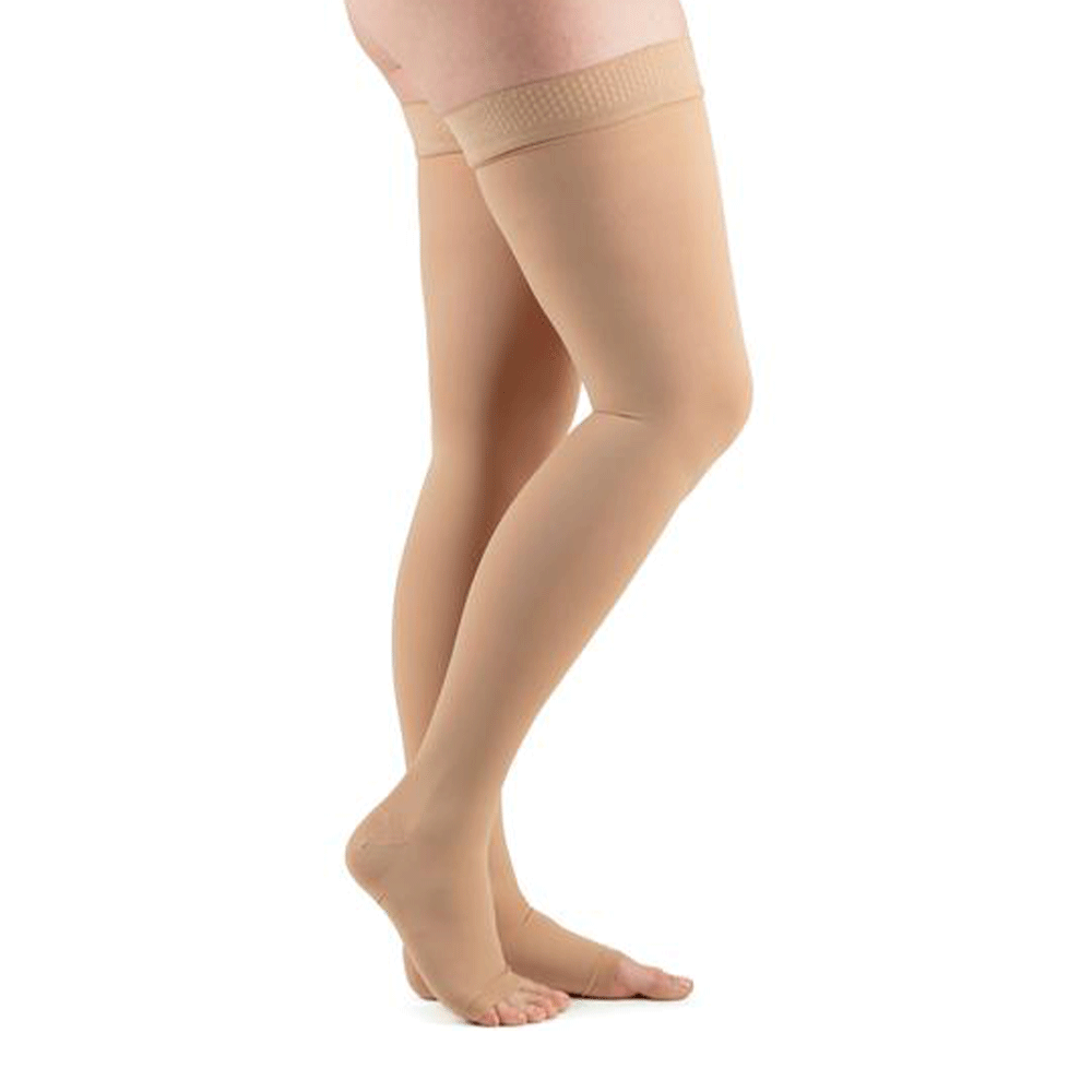 Actifi 20-30 Surgical Opaque Thigh High OPEN TOE Stockings, Beige