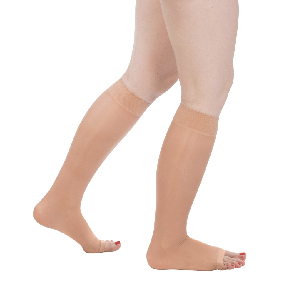 Actifi Women's Sheer 8-15 mmHg OPEN TOE Knee High, Nude