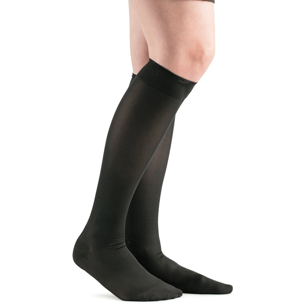 Actifi 15-20 mmHg Opaque Microfiber Knee High Stockings, Black