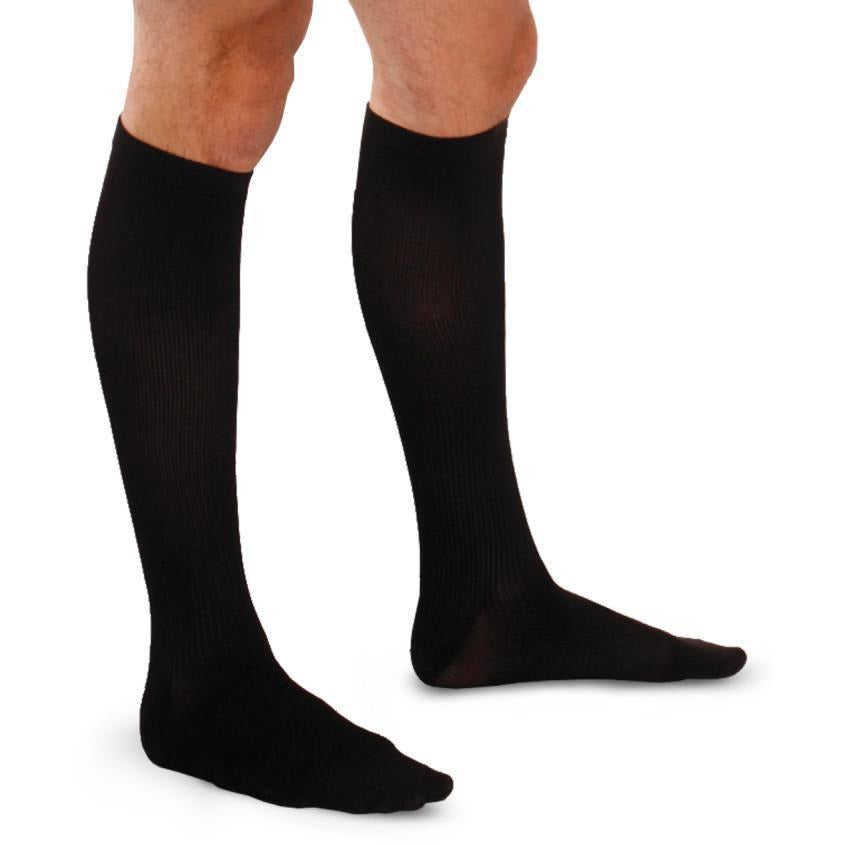 Therafirm Men's 20-30 mmHg Ribbed Knee High, Black
