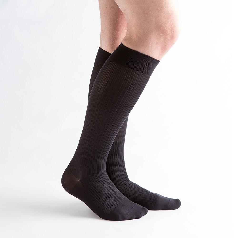 VenActive Men's Classic Rib 20-30 mmHg Compression Sock, Black