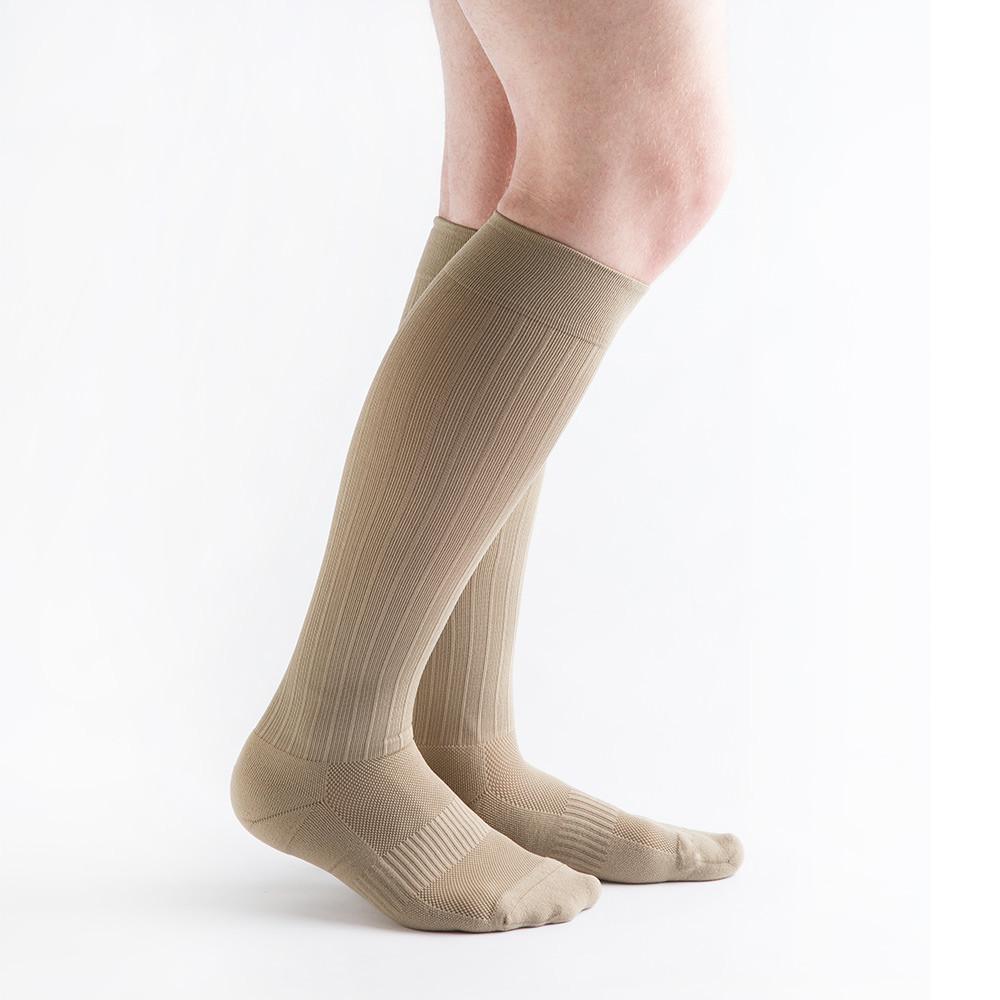 VenActive Men's Cushion Rib 15-20 mmHg Compression Sock, Khaki