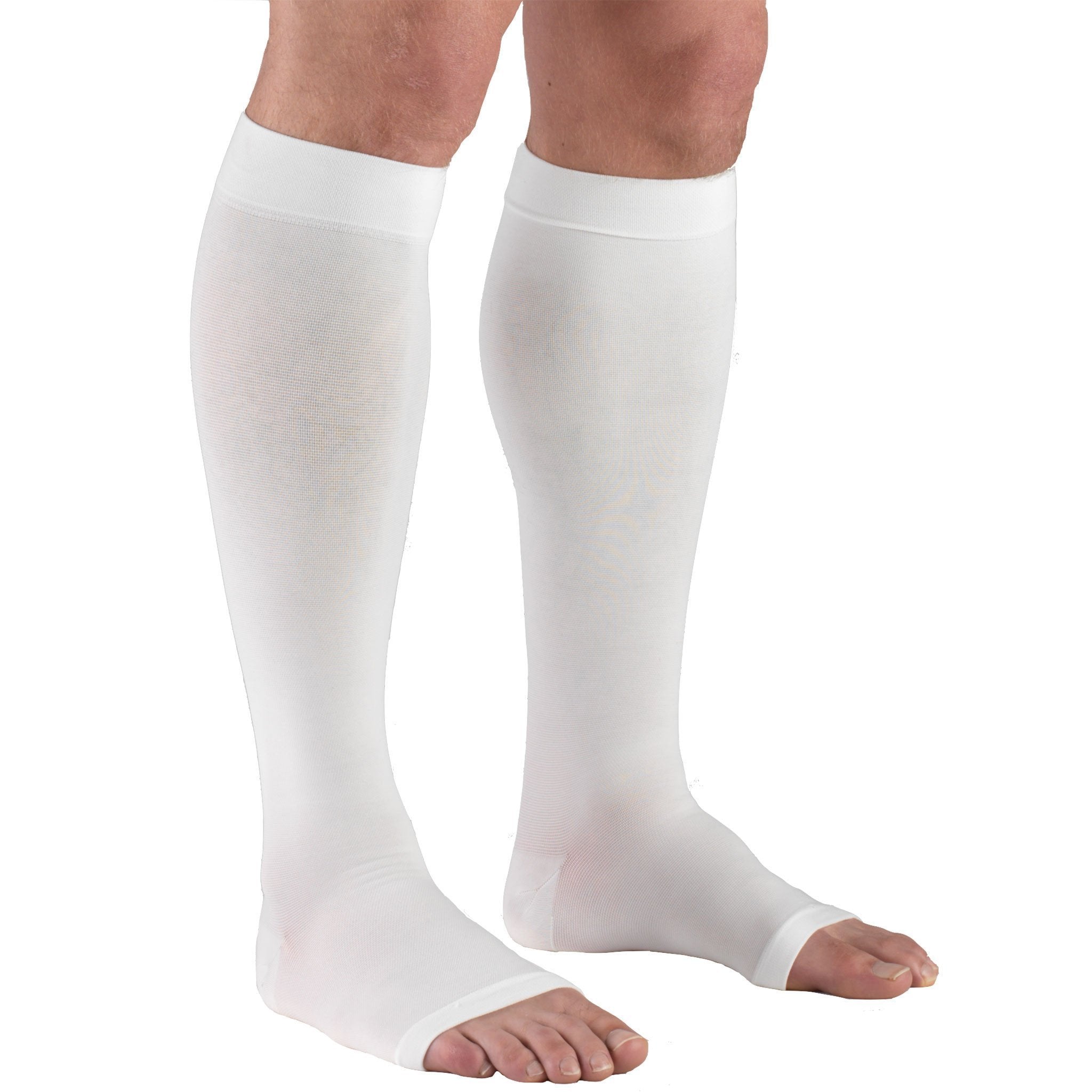 Truform 20-30 Mmhg Compression Stocking for Men & Women, Knee High Length,  Open Toe, Beige, Large