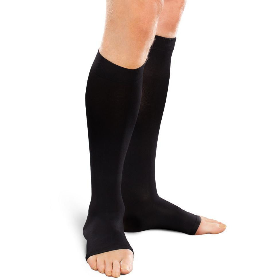 Therafirm Ease Opaque 30-40 mmHg OPEN TOE Knee High, Black