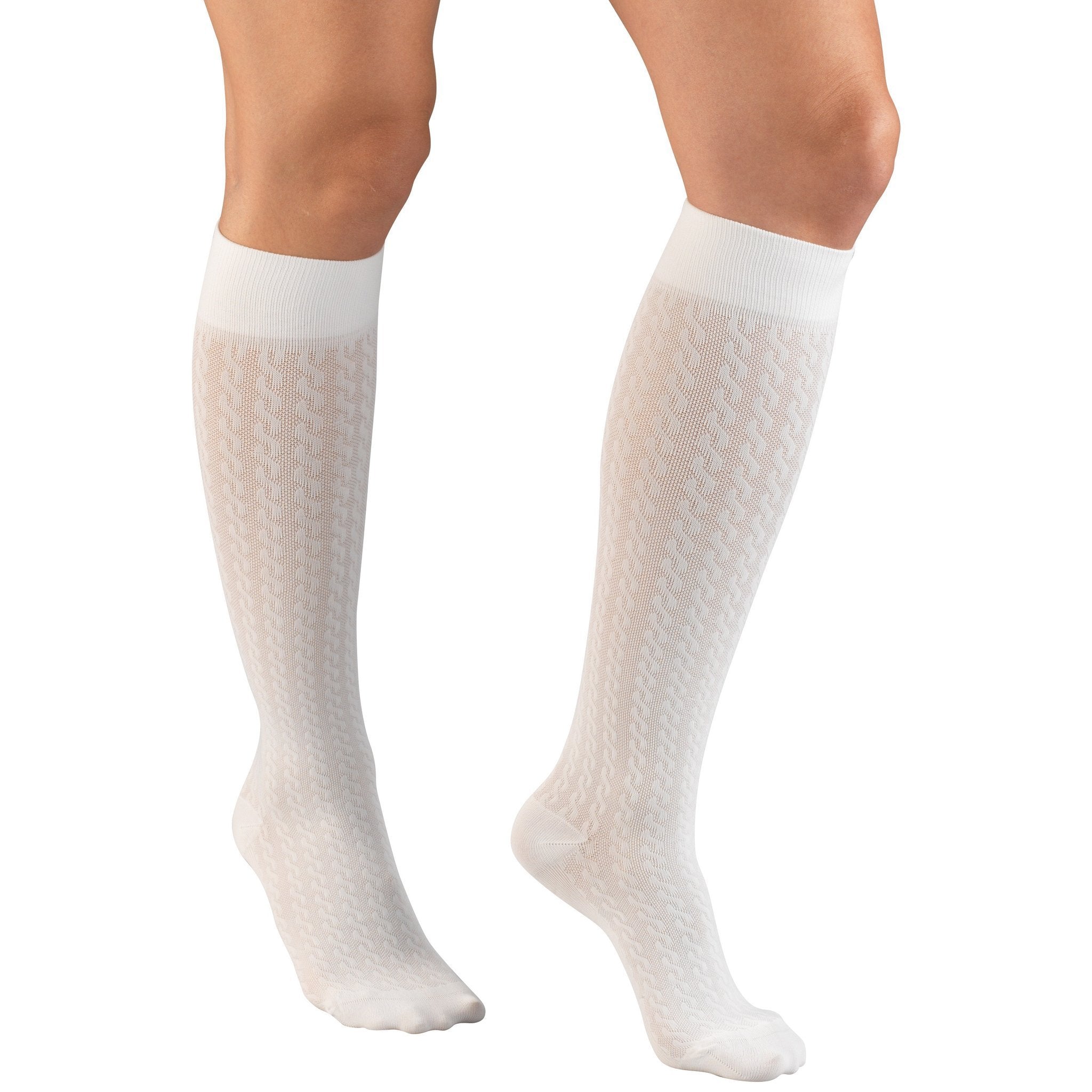 Truform Women's Trouser 15-20 mmHg Cable Knee High, White