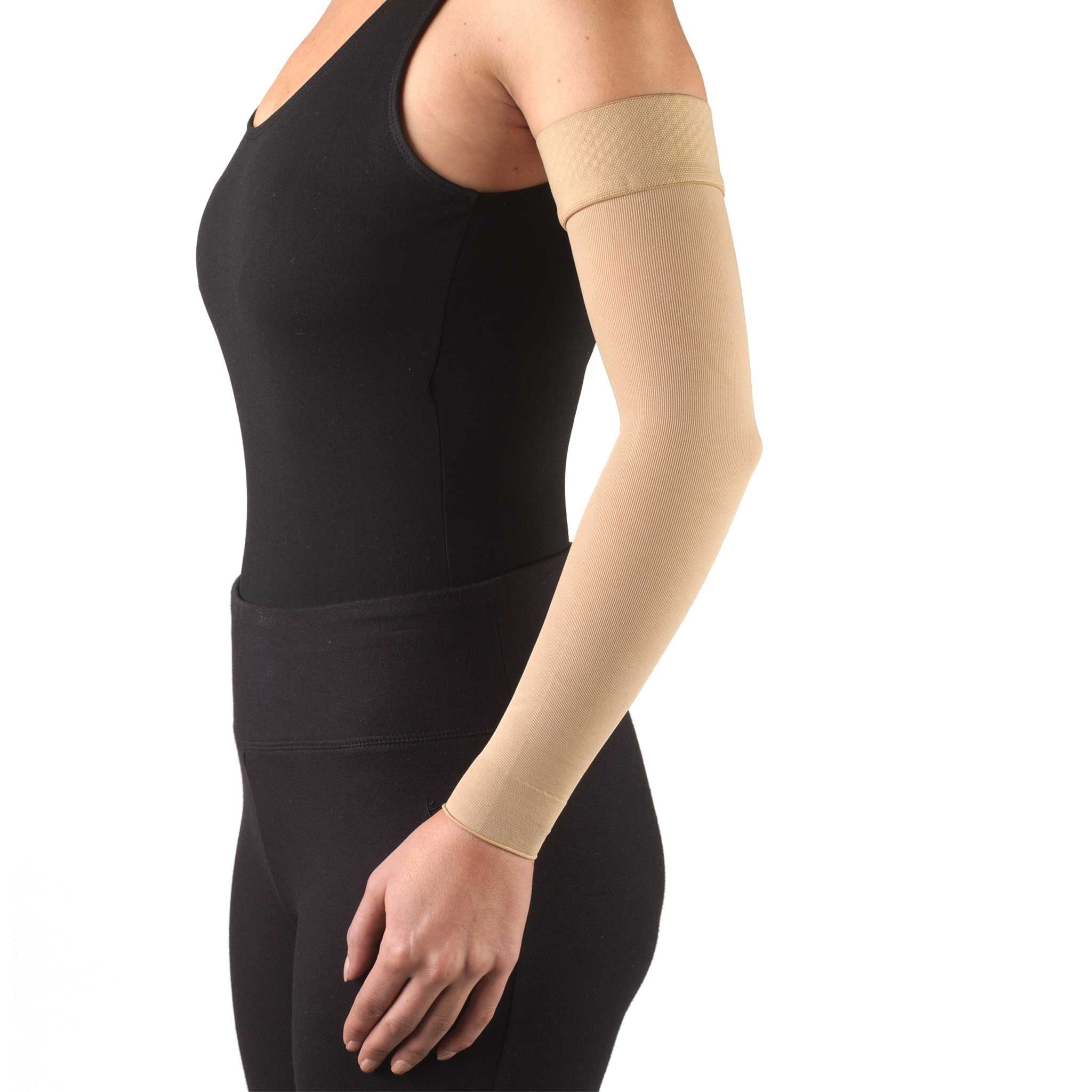 Truform 15-20 mmHg Arm Sleeve W/ Silicone Dot Top, Beige