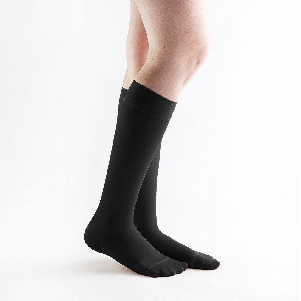 Actifi Women's 8-15 mmHg Sheer Knee High Stockings, Black