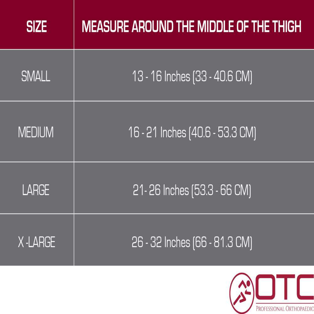 OTC Neoprene Thigh Support, Size Chart