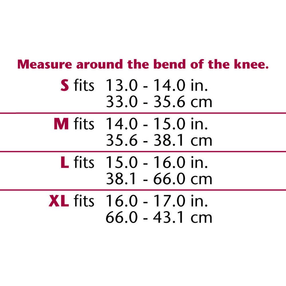 CHAMPION Neoprene Knee Support - Hor-shu Patella Stabilizer, Size Chart