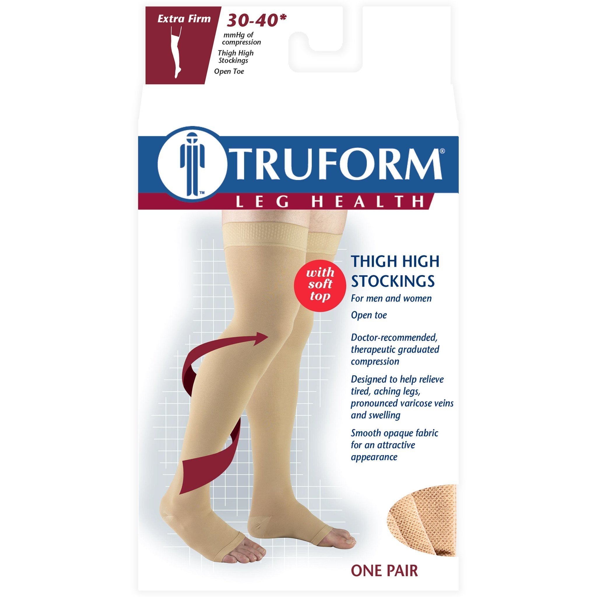 Truform 30-40 mmHg OPEN-TOE Thigh High